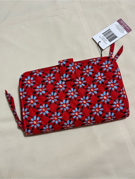 Vera Bradley Handbags - Vera Bradley Red Quilted Floral Wristlet with Blue Accents